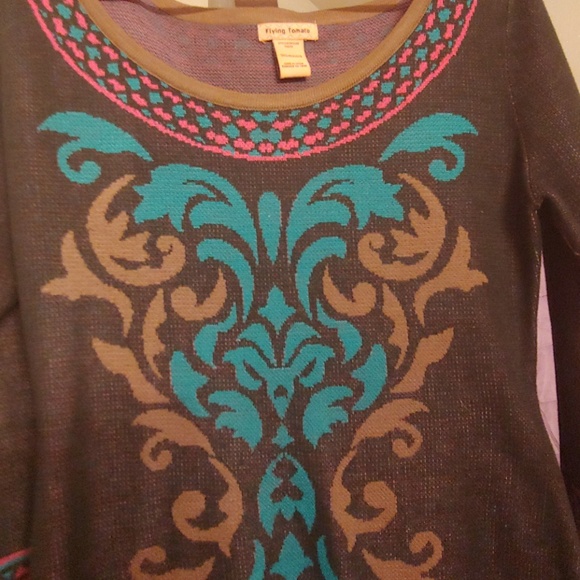 Gorgeous blue and brown design sweater - Picture 2 of 4